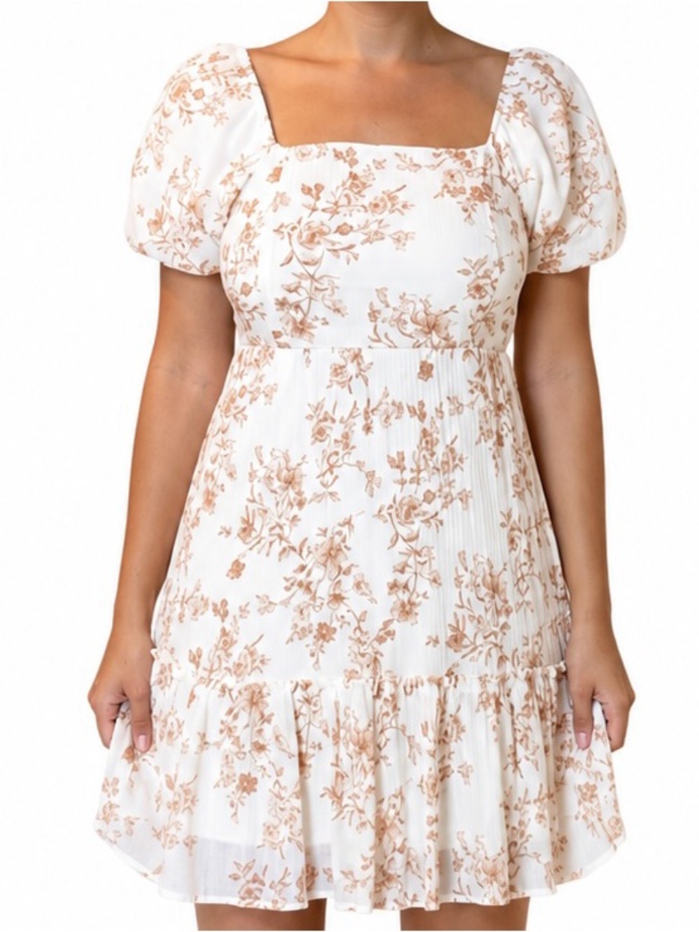 Blu Pepper Cream Mini Dress with Tan Floral Print